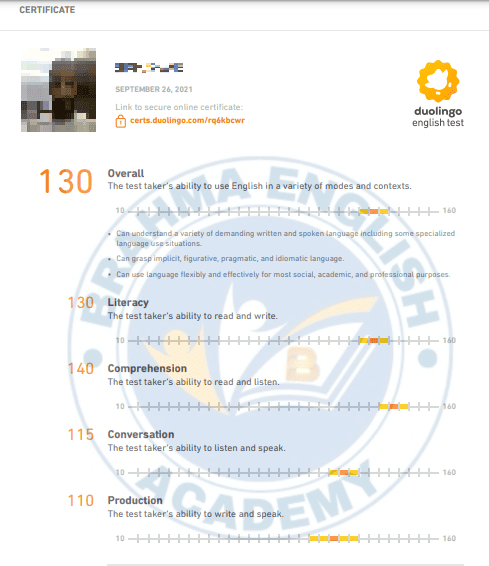 Duolingo Score Card 17 - IELTS with Madhav