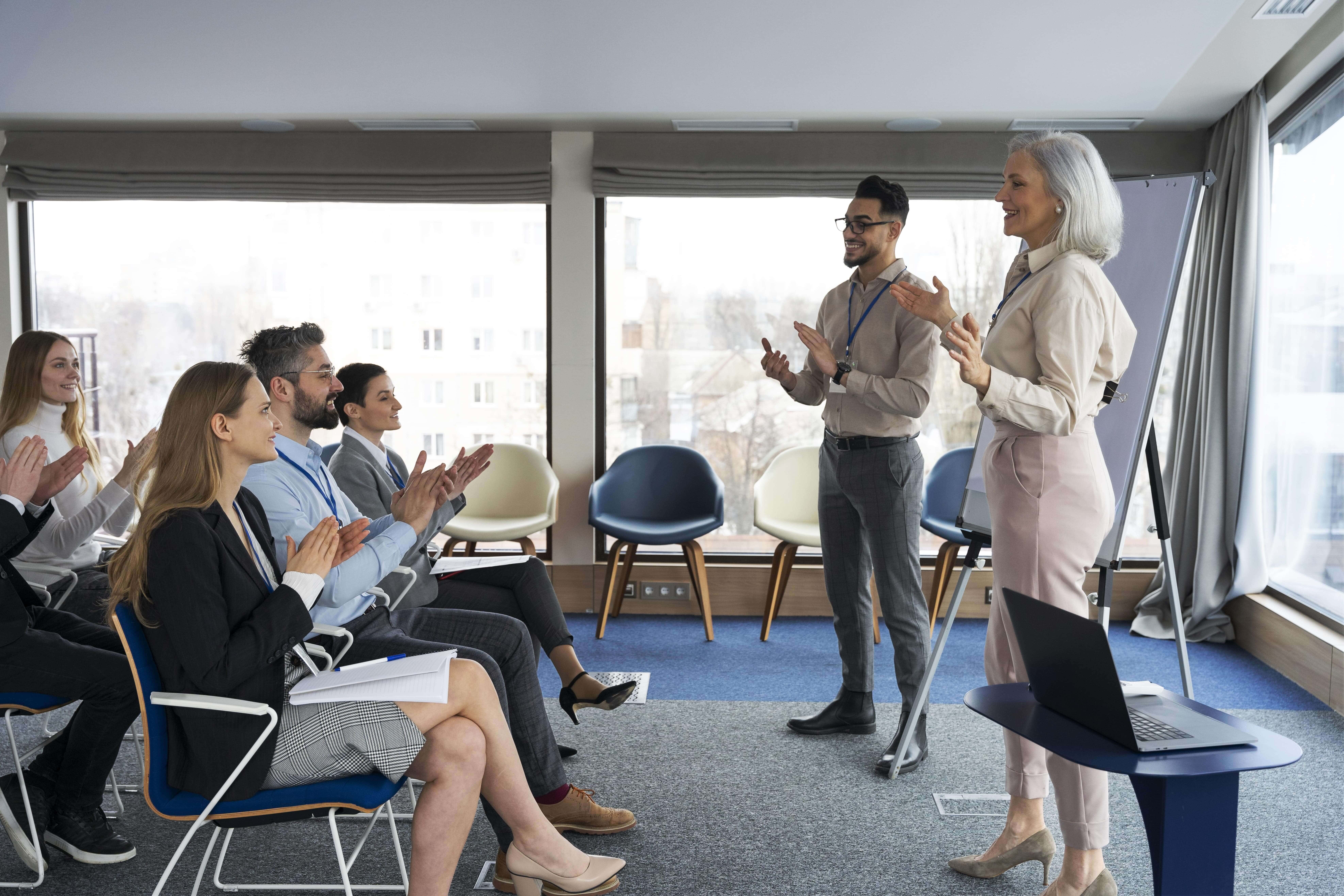 Public speaking on stage