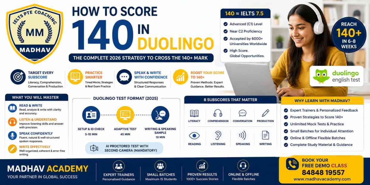 How to Score 140 in Duolingo | Complete 2026 Strategy — IELTS With Madhav