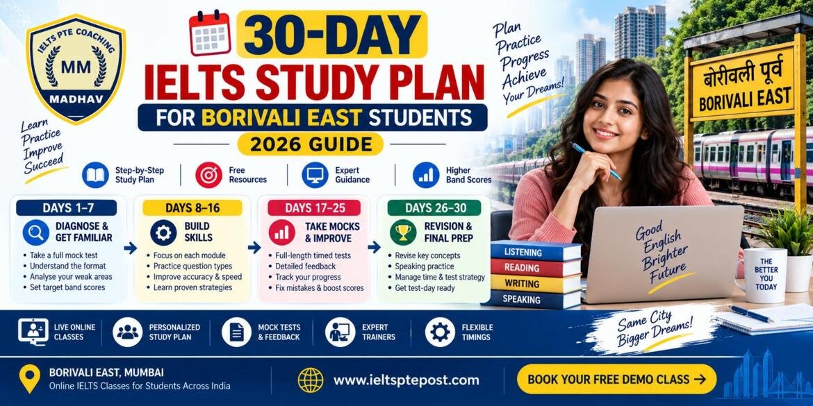 30 Day IELTS Study Plan for Borivali East Mumbai